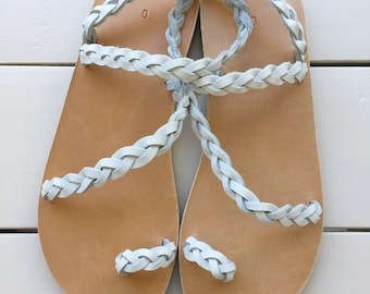 White leather Sandal, wedding flat sandals, women's sandals, beach weeding, bridal sandals, Greek sandals, leather sandal, bridesmaids shoes