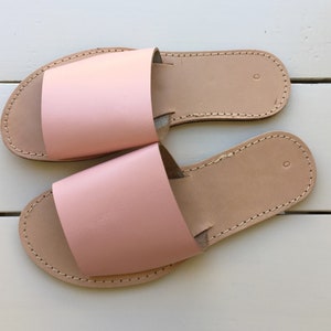 slide sandals, leather sandals, Slides, Slip on Sandals, Greek sandals, Flat sandals, Mules, Handmade sandals, Womens sandals, Pink sandals image 7