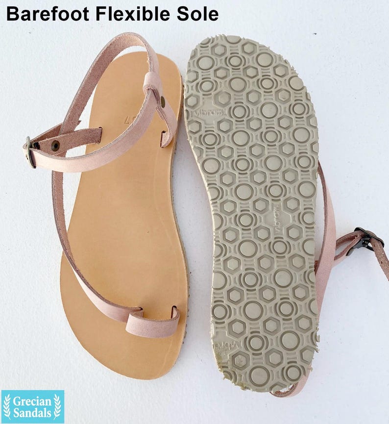 Sandales pieds nus avec semelle Vibram et lanières réglables, sandales en cuir, sandales pieds nus, sandales grecques, sandales pour femmes, pieds nus pour femmes image 1