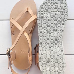 Barefoot sandals with flexible Vibram sole, minimalist handmade Greek leather sandals