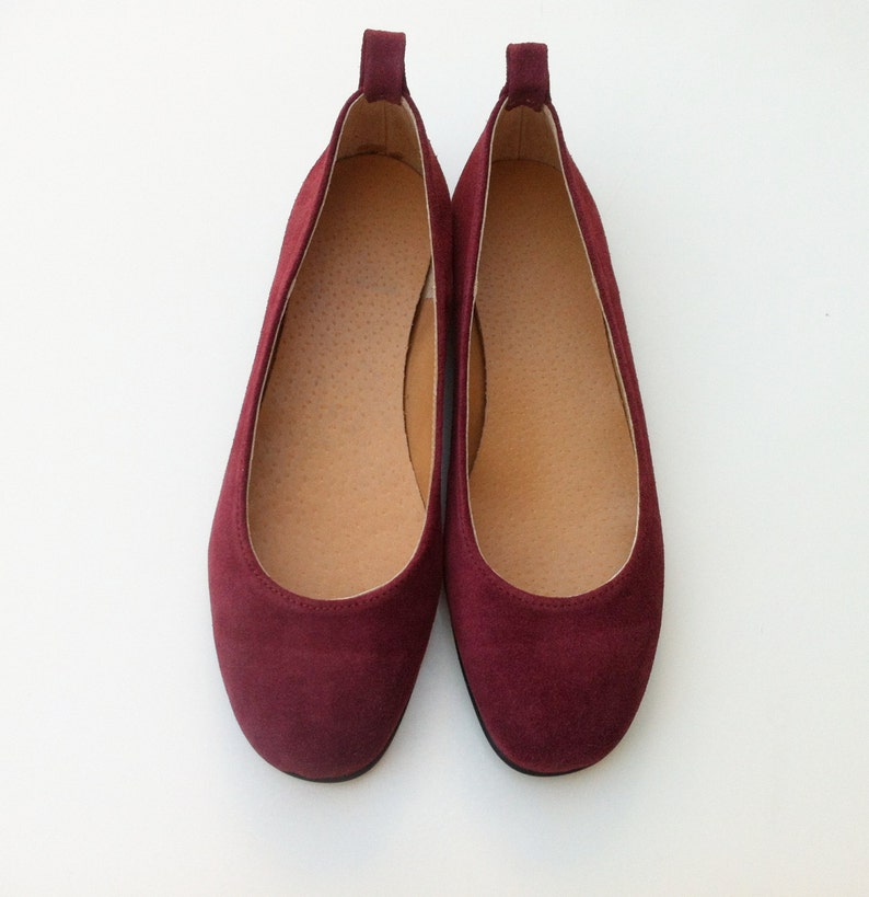 dark red flat shoes