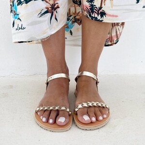 Womens wear barefoot gold sandals