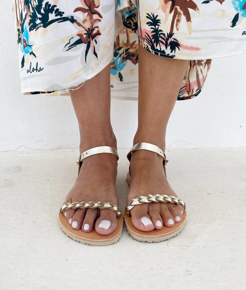 Womens wear barefoot gold sandals