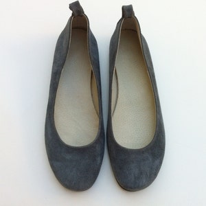 Leather Ballerina Shoes in Gray Color, Women Shoes, Ballet Shoes ...