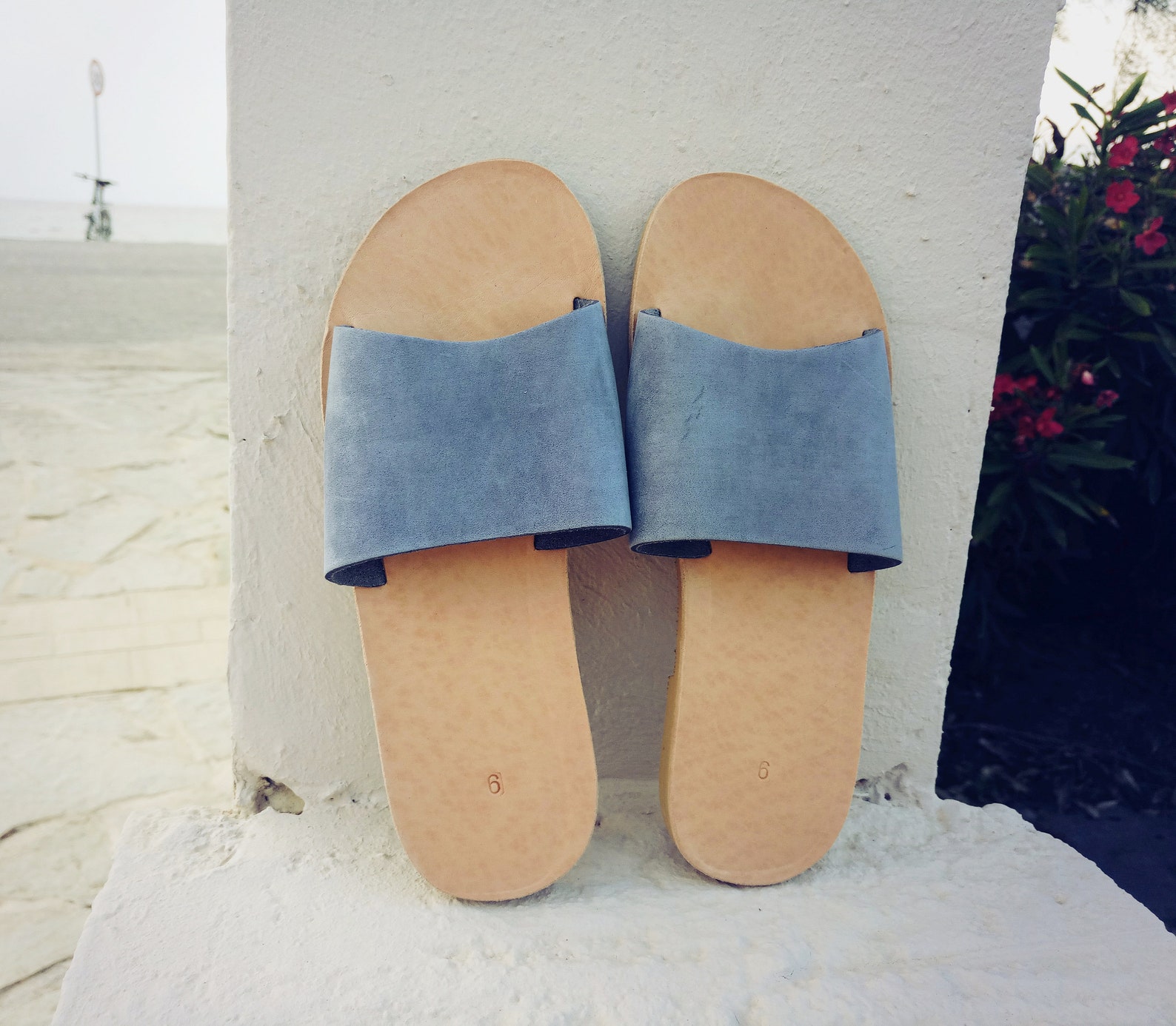 Slide Sandals Leather Sandals Womens Slide Sandals Slip on - Etsy
