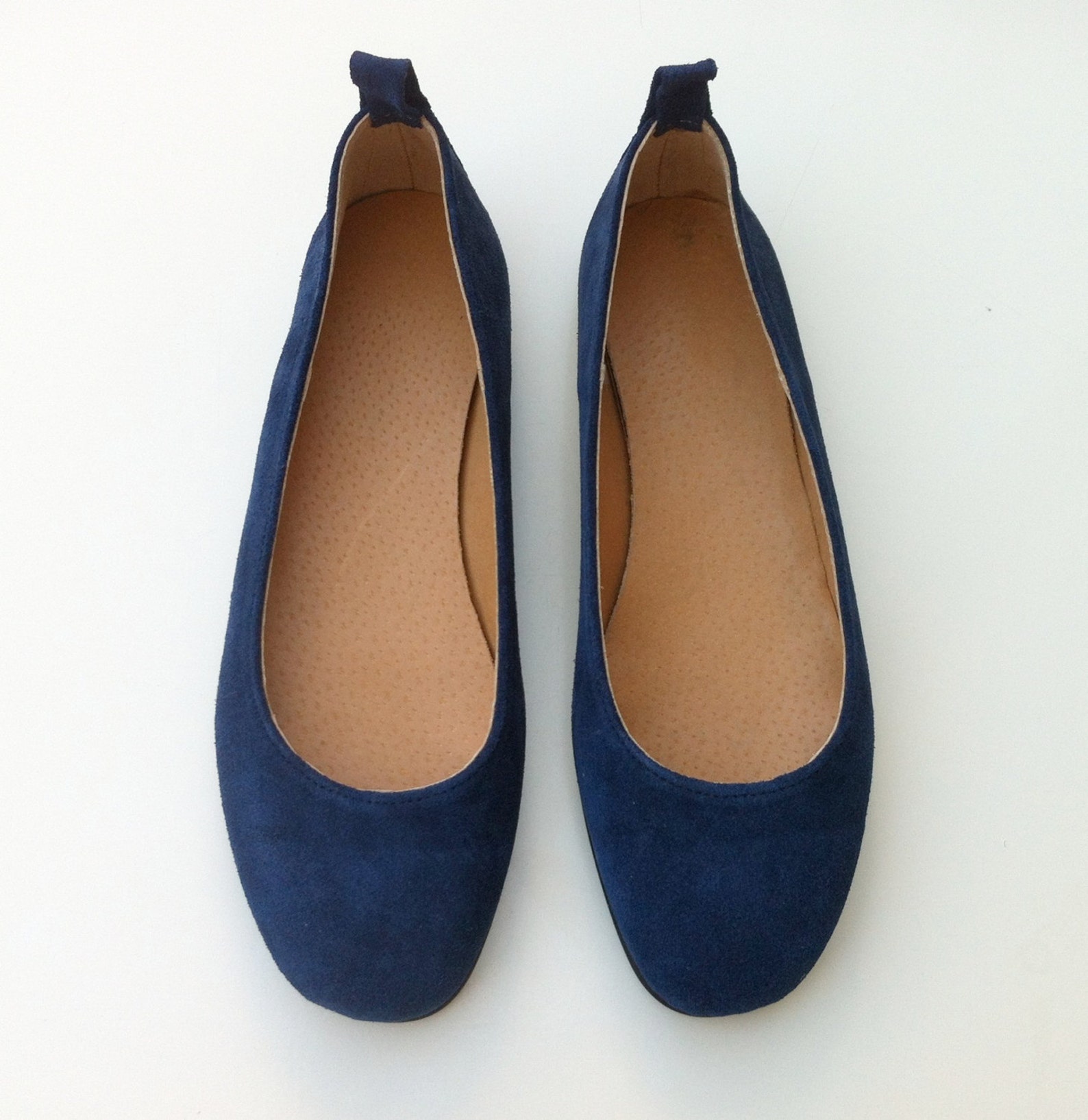 leather flat shoes for women - womens ballet shoes - blue leather shoes - leather pumps