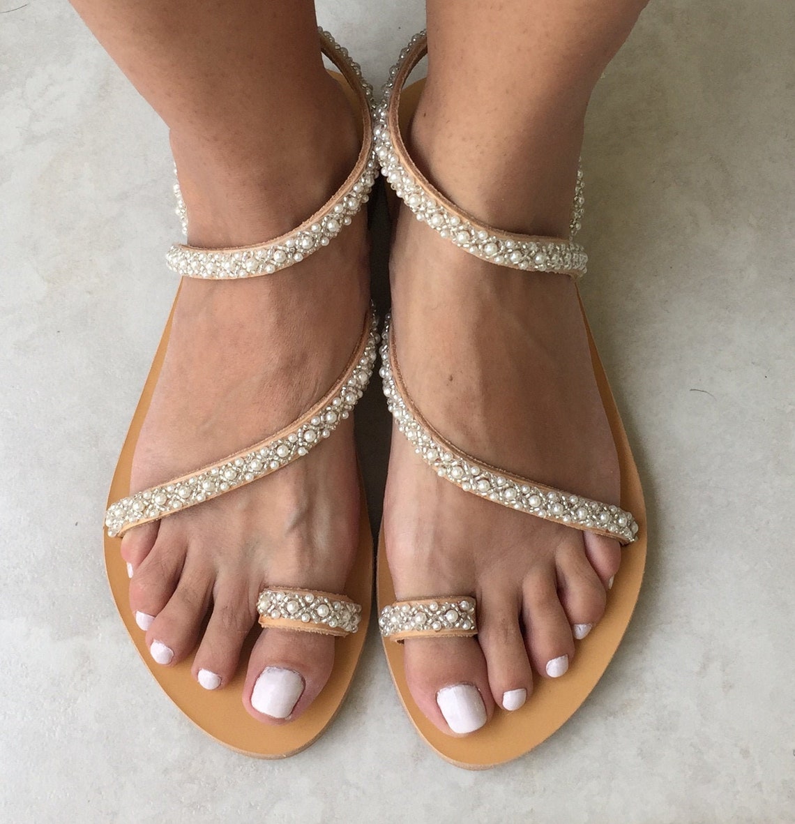 heeled sandals with pearls