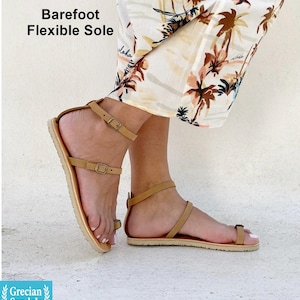 Sandały Barefoot z regulowanymi paskami, Sandały damskie, Sandały Barefoot, sandały skórzane, Sandały płaskie, Wygodne sandały, Sandały