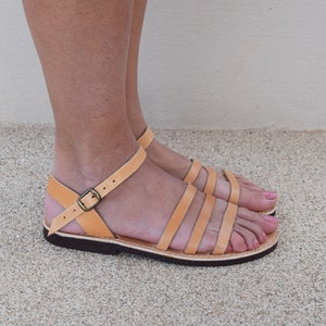 handgjorda lädersandaler för kvinnor, ankelremsandaler, klassiska grekiska sandaler, damsandaler, lädersandaler, romerska sandaler, gladiatorsandaler bild 7