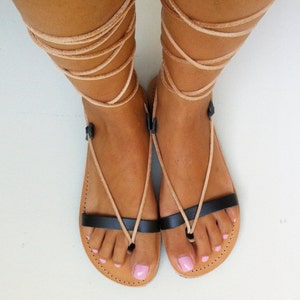 Gladiator Leather Sandals, Greek sandals, Lace up Sandals, Womens Sandals, tie up sandals, Summer sandals, Flat Sandals, Strappy sandals image 2