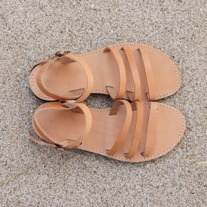 handgjorda lädersandaler för kvinnor, ankelremsandaler, klassiska grekiska sandaler, damsandaler, lädersandaler, romerska sandaler, gladiatorsandaler bild 5