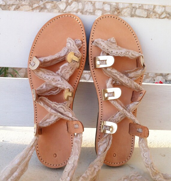 Sandalias de cuero encaje, sandalias de gladiador, sandalias