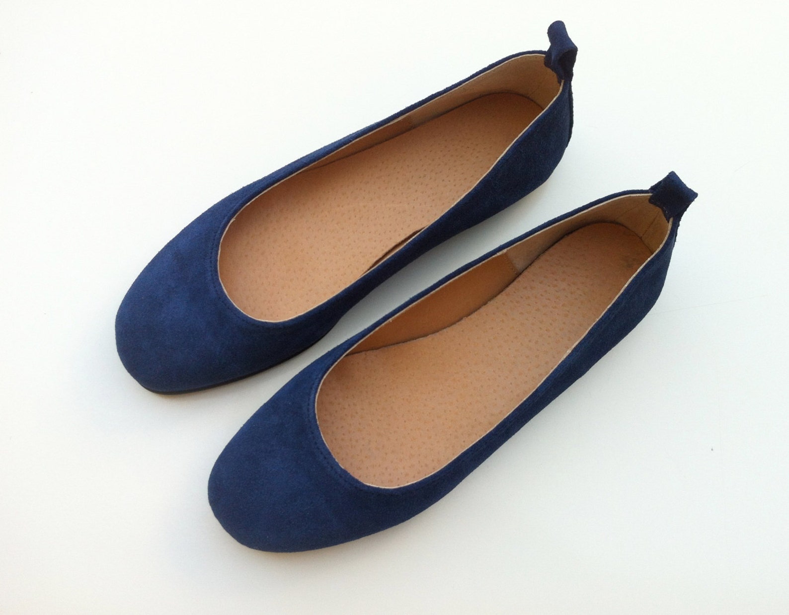 blue leather flat shoes