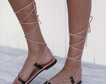 Gladiator Leather Sandals, Greek sandals, Lace up Sandals, Womens Sandals, tie up sandals, Summer sandals, Flat Sandals, Strappy sandals
