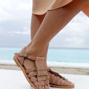 boho sandals, leather sandals, gladiator sandals,  Fringed Leather Sandals,