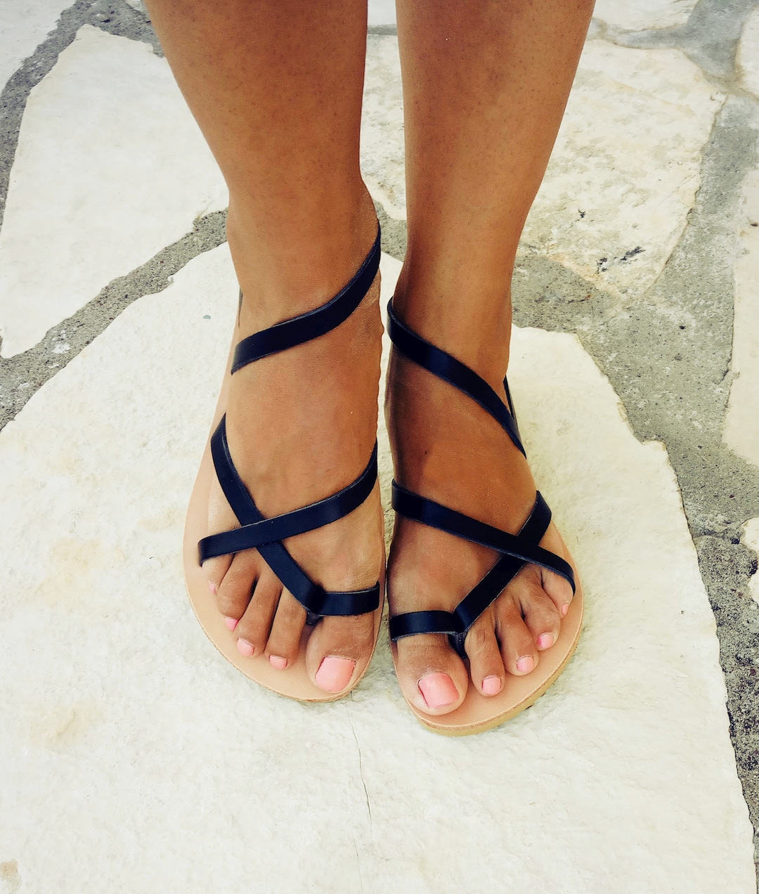 Leather Sandals Women Black Leather Sandals Greek Sandals - Etsy