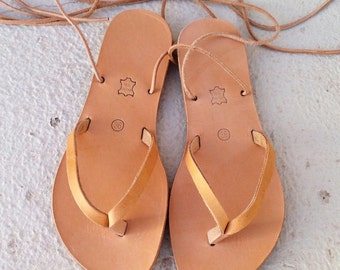 Sandalias de piel auténtica con cordones, estilo gladiador griego