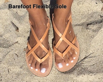 Leather Sandals for women, Barefoot Sandals, Greek Women's Flats