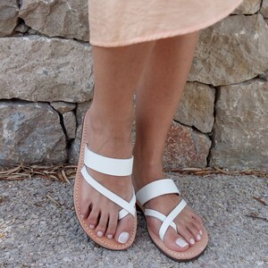 leather sandals, slip on sandals, White sandals, ancient Greek sandals, Barefoot sandals, wedding sandals, woman sandals, Sandalen image 2