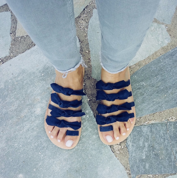 Greek Leather Sandals, Summer Sandals, Womens leather sandals, Blue Sandals, Suede Blue Sandals, Ancient Greek Sandals,  comfortable sandals