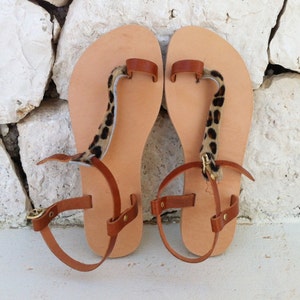 Leather Sandals, Animal Print Sandals, Leopard Sandals, leather sandals, Women&#39;s sandals, Greek Handmade sandals, Barefoot sandals, sandals