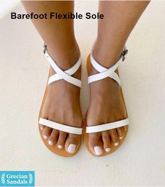 White Leather Barefoot Sandals – Womens Sandals • Handmade Summer Shoes