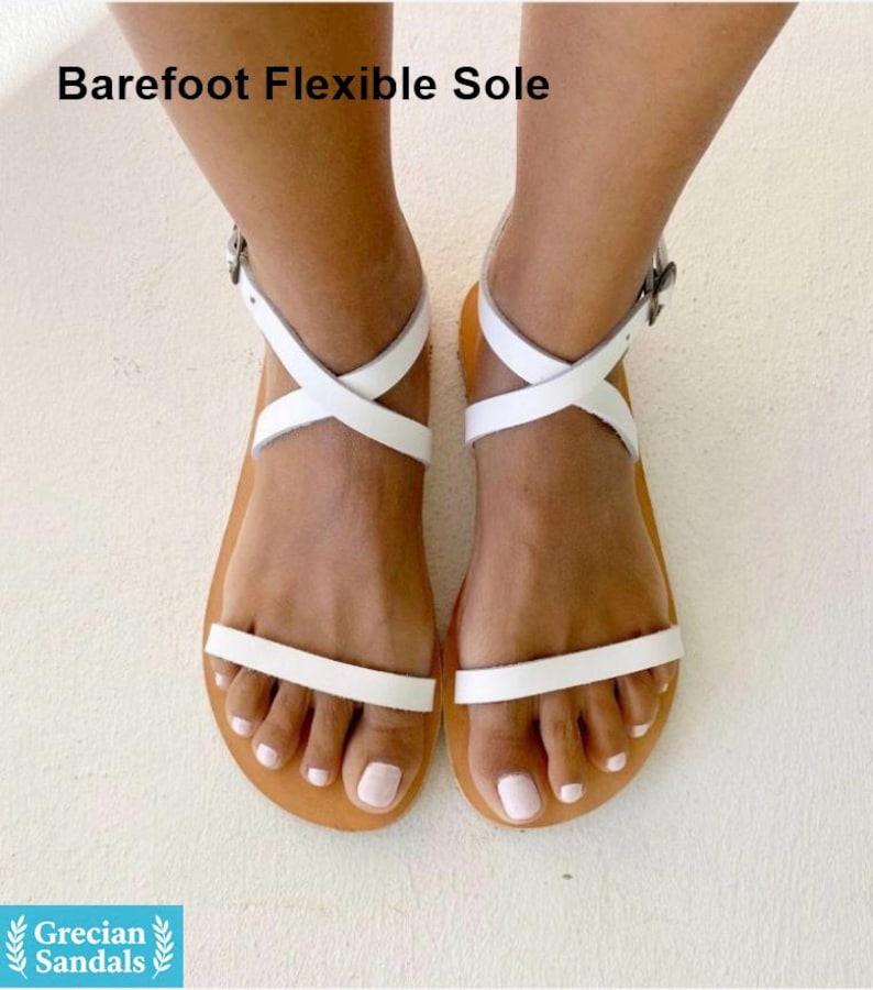 White Leather Barefoot Sandals – Womens Sandals • Handmade Summer Shoes image 1