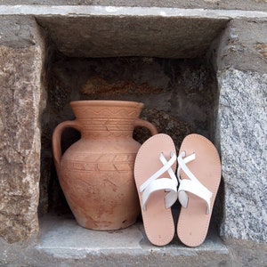 leather sandals, slip on sandals, White sandals, ancient Greek sandals, Barefoot sandals, wedding sandals, woman sandals, Sandalen image 10