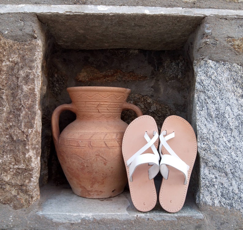 leather sandals, slip on sandals, White sandals, ancient Greek sandals, Barefoot sandals, wedding sandals, woman sandals, Sandalen image 10