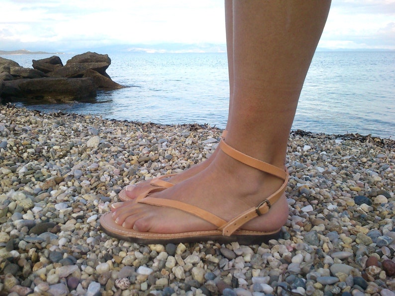 leather sandals ankle strap