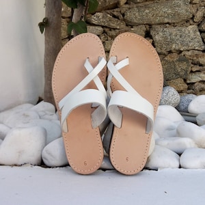 leather sandals, slip on sandals, White sandals, ancient Greek sandals, Barefoot sandals, wedding sandals, woman sandals, Sandalen image 4