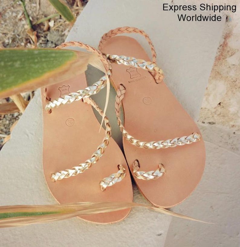Ledersandalen Frauen, Gold Ledersandalen, Sandalen griechischen , Sandalen, Ledersandalen, flachen Hochzeit Sandalen, Sandalen Frauen, Sandalen Bild 2