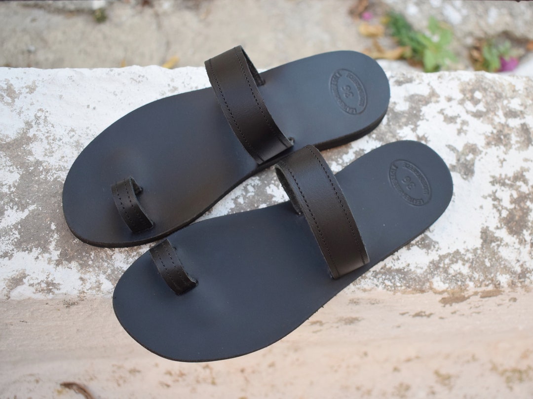 Black Leather Sandals, Toe Ring Sandals, Womens Sandals, Barefoot ...