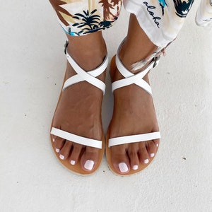 White Leather Barefoot Sandals – Womens Sandals • Handmade Summer Shoes image 6