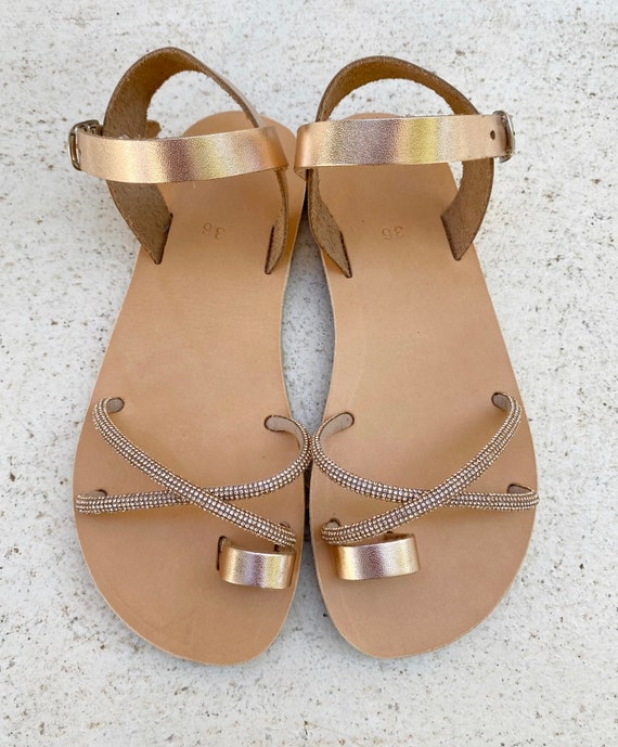 Gold flat sandals for wedding deals