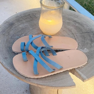 Sandalias descalzas para mujer / Sandalias griegas de cuero / Sandalias planas flexibles / Zapatos de verano minimalistas con puntera ancha / Calzado artesanal de caída cero imagen 12