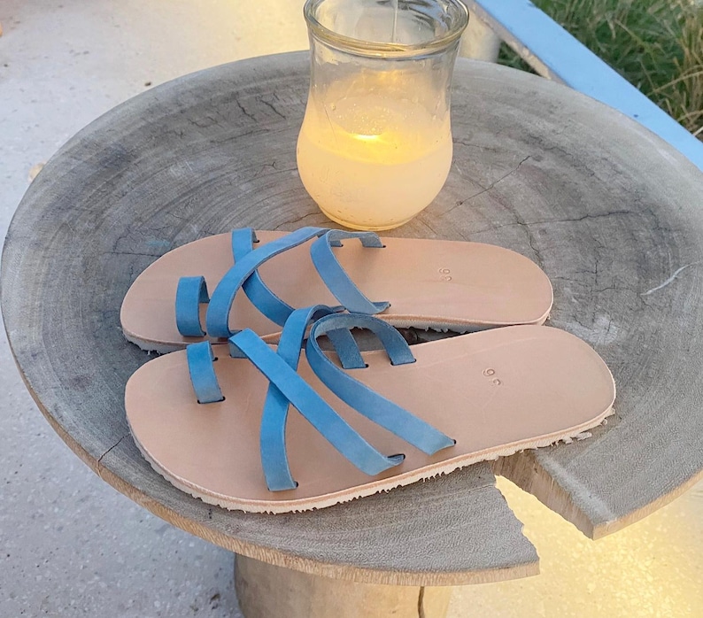 Sandalias descalzas para mujer / Sandalias griegas de cuero / Sandalias planas flexibles / Zapatos de verano minimalistas con puntera ancha / Calzado artesanal de caída cero imagen 12
