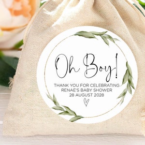 Oh Boy Baby Shower Thank You Favor Stickers, Cute It&#39;s a Boy Baby Shower Cute Party Tags, Round Candy Labels, Favour Bag, I&#39;m Pregnant