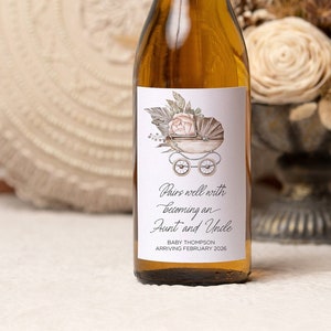 Pregnancy Announcement Wine Label for Aunty & Uncle Friends, Pairs Well With Becoming Aunt to Be Gift, Baby Pregnant Reveal Stickers Sister