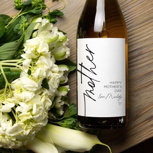 Etiqueta de vino Happy Mothers Day, regalo para mamá de hija, mamá presente de hijo, etiqueta de vino personalizada, mejor mamá de todos los tiempos, eucalipto