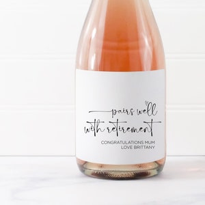 Étiquette de vin félicitations à la retraite, Accord avec une retraite, Cadeau pour un collègue à la retraite, Idée cadeau personnalisée pour un collègue, Stickers bouteilles