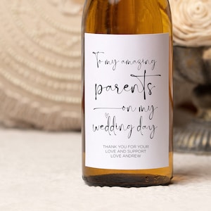 Etiqueta para botella de vino personalizada para el día de mi boda, para mis padres, de la novia y el novio, regalo para madre, padre, presente para mamá, mamá y papá
