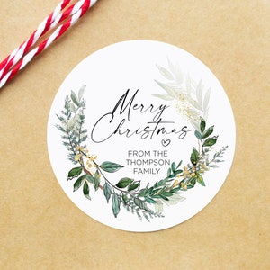 Benutzerdefinierte Weihnachtsgeschenkaufkleber, frohe Weihnachten Aufkleber, runde Etiketten, Kreis Favor Bag Tags, Umschlag Aufkleber, Weihnachtsgeschenk Tags