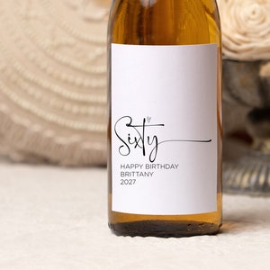 Fun 60th Birthday Wine Bottle Labels, Pairs Well Turning Sixty, Sixtieth Birthday Girl, Present for, Wine Lovers Gift Idea, Custom Stickers