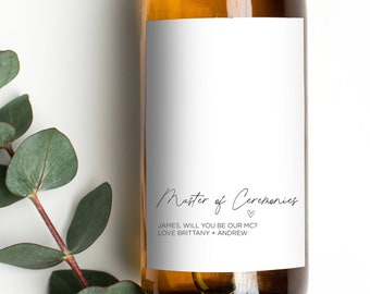 Customised Will You Be Our MC Wedding Wine Label, Bride and Groom MC Asking Gift, Bridal Party Request Wine Sticker Personalised MC Proposal