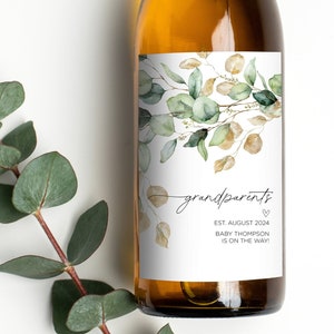 Pregnancy Announcement Wine Label, Pairs Well With Becoming, Grandparents to Be Gift, Baby Announce, Pregnant Reveal Wine Bottle Stickers