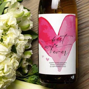 Etichetta di vino personalizzata per l'anniversario, ti amo, la migliore idea regalo di sempre per la moglie, dalla moglie, dal marito, adesivi per bottiglie di vino, fidanzata, cuore sposato