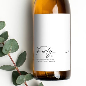 Etiquetas personalizadas para garrafas de vinho de 40 anos, lindos quarenta anos, quadragésimos adesivos, aniversariante, ideia divertida de presente para amantes de vinho, personalizado