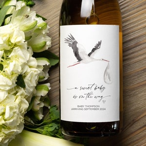 Pregnancy Announcement Wine Label, New Baby on the Way, Aunt Grandmother to Be Gift, Announce, Pregnant Reveal Bottle Stickers, Mom to Be