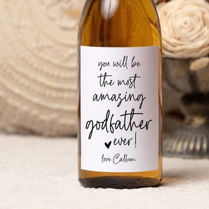 Demande d'étiquette de vin parrain, autocollants de bouteille Will You Be My Godfather, cadeau pour la famille et les amis, vous serez un incroyable parrain et marraine amateur de vin